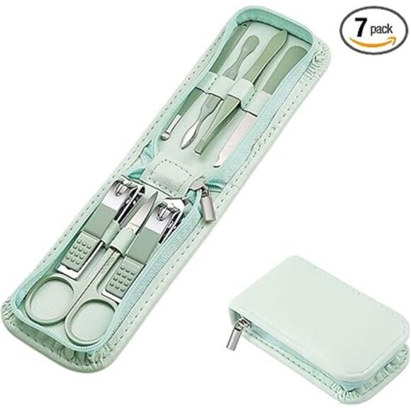 Travel Manicure Set 7 Piece Nail Clippers Pedicure Kit Stainless Steel Grooming - Picture 8 of 8